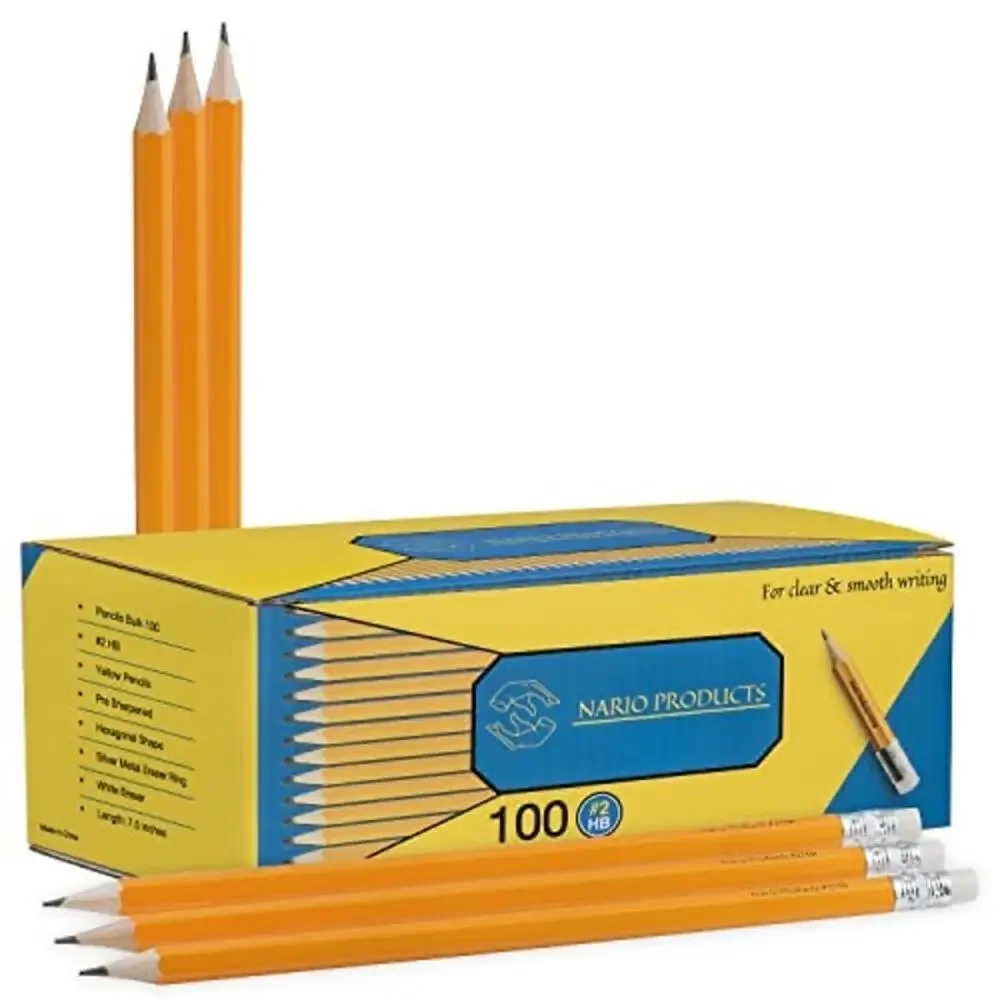 NARIO PRODUCTS Pencils Bulk Of 100: Pre Sharpened #HB Drawing Pencils